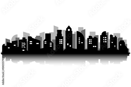 dark city silhouette vector drawing silhouette of huge buildings