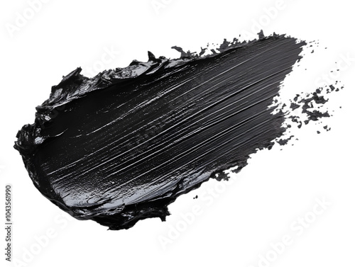 Artistic black brush stroke with a textured and glossy finish.