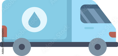 Simple icon of a water delivery service truck, transporting clean drinking water to thirsty customers