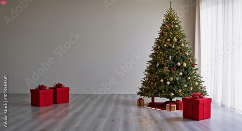Beautifully decorated Christmas tree in the corner.
