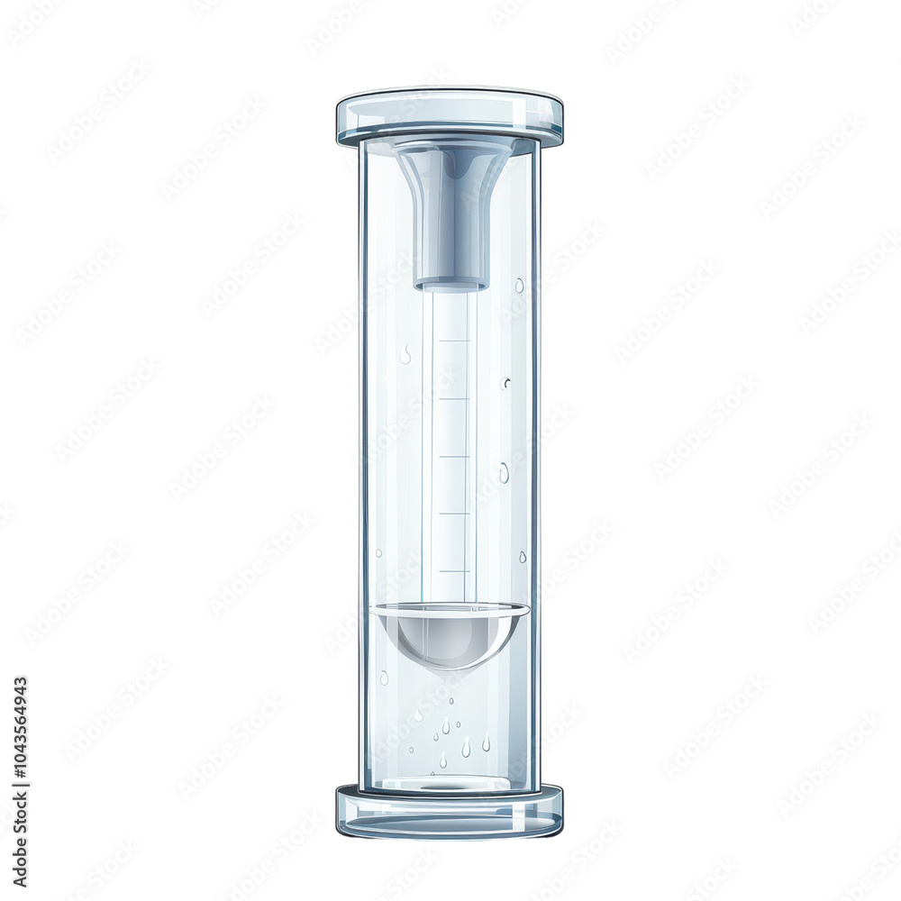Clear laboratory glassware with measurement markings, ideal for scientific experiments and educational purposes.. Illustration, on transparent background cutout Clear laboratory glassware with measurement markings, ideal for scientific experiments and educational purposes.. Illustration, on transparent background cutout
