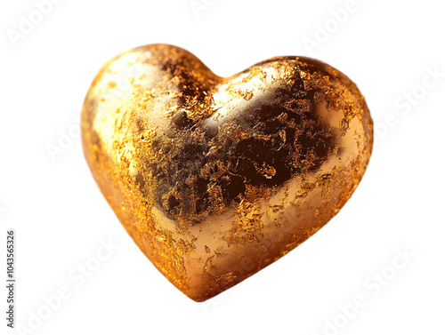 A shiny, textured golden heart symbolizing luxury and elegance.