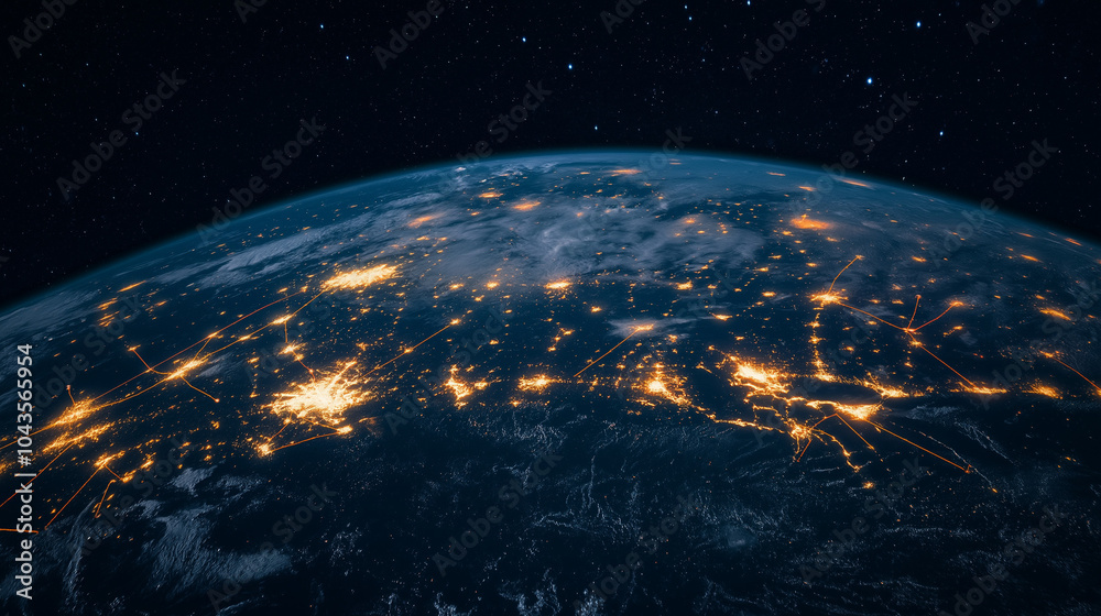 Obraz premium Global datas exchanges and futuristic connections system over the globe 3D. 