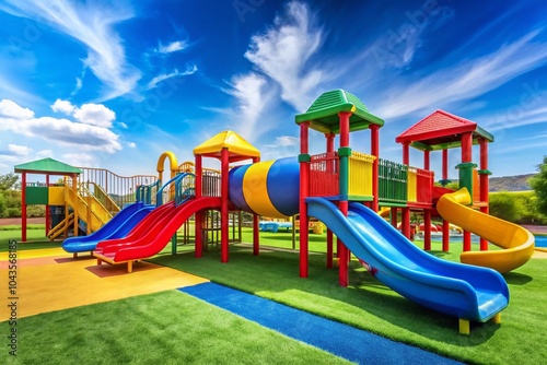 Wallpaper Mural Colorful Playground Slides for Children at School - Vibrant Play Areas for Fun and Learning Torontodigital.ca