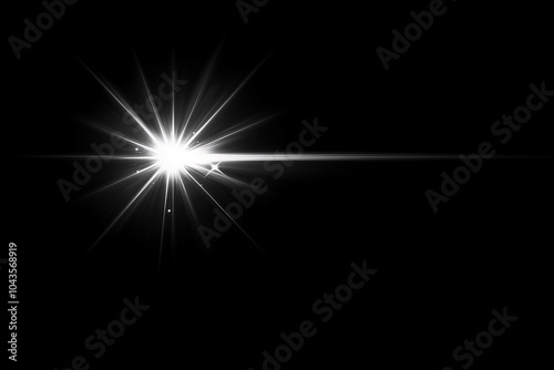 Christmas light, white lens flare effects, on a black background, for overlay or screen filter