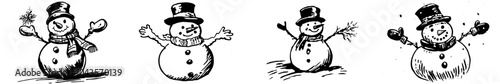 Winter. Merry Christmas. Have a happy new year with this modern outline of a funny snowman.