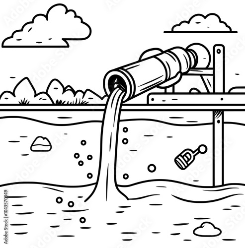 White background with a modern icon of wastewater.