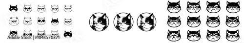 A silhouette of a gruff cat isolated on a white background with a modern illustration