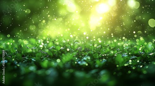 Blurred natural green background - bokeh glare 