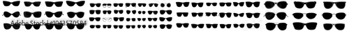 Black sunglasses illustration, white background, perfect for fashion designs, icons, graphics, modern vintage sunglass styles, fashionable eyewear silhouettes.