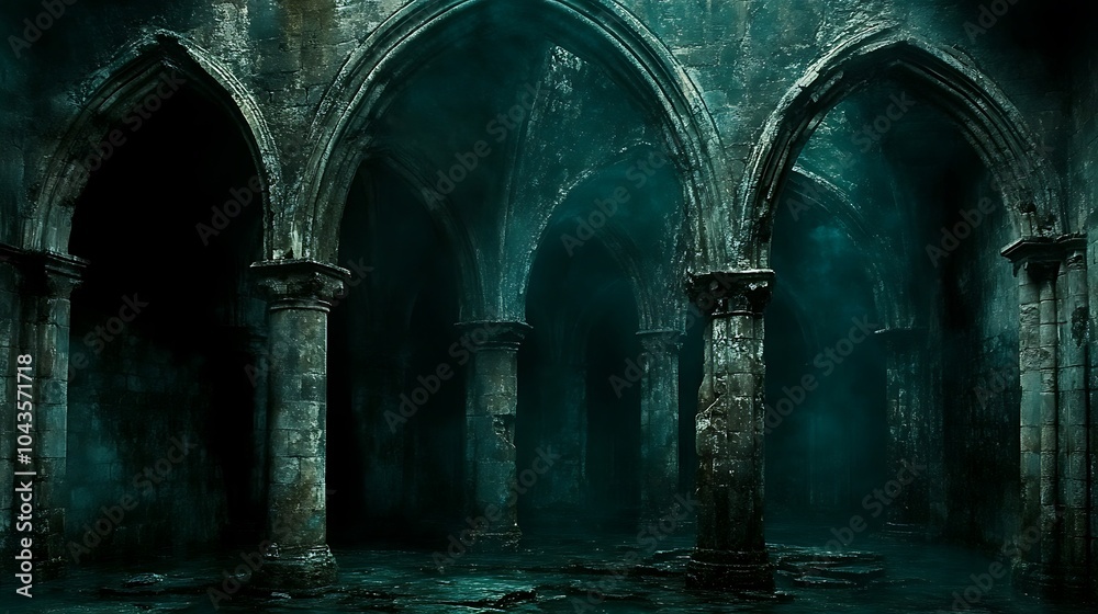 Fototapeta premium Ruins in a Dystopian Landscape with Crumbling Architecture