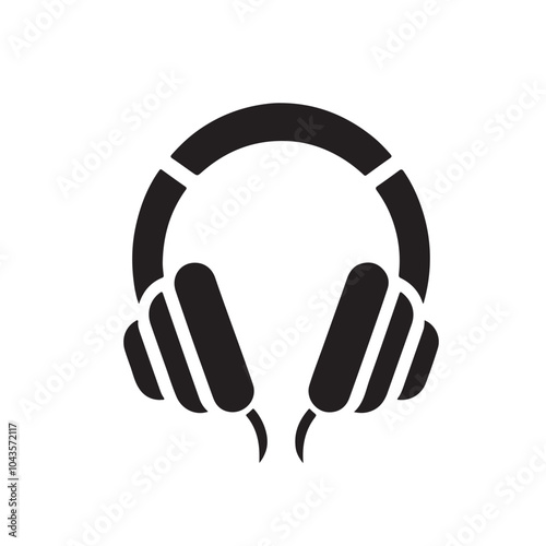 Black and White Headphones Icon Design