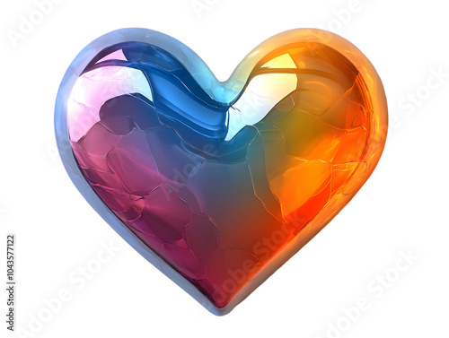 A vibrant multicolored crystal heart symbolizing love and unity.