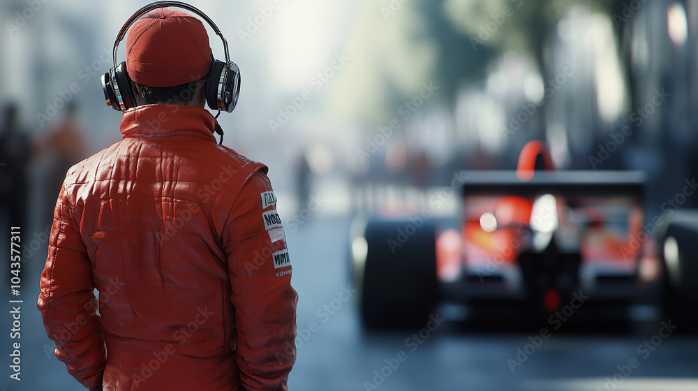 Race Car Engineer Watching the Track
