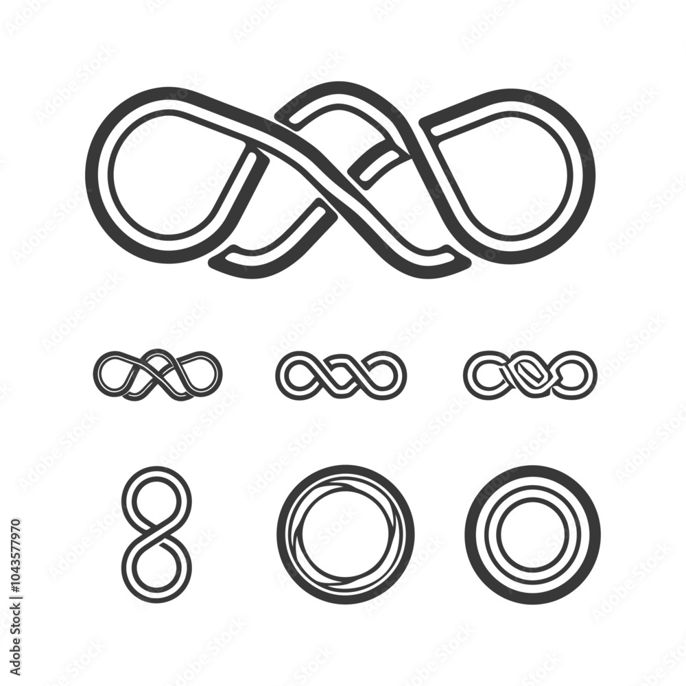 Intertwined Infinity Symbol Variations in Black and White Intertwined Infinity Symbol Variations in Black and White