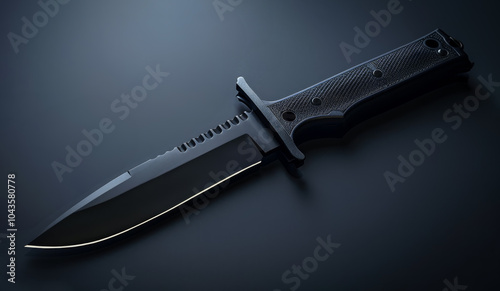 survival knife on a black background photo