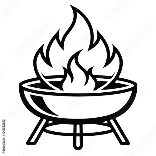 Solid color Fire pit vector illustration on white background