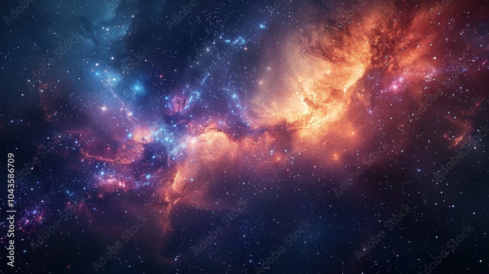 Fototapeta premium Realistic nebula surrounded by stars and cosmic dust in a deep space background