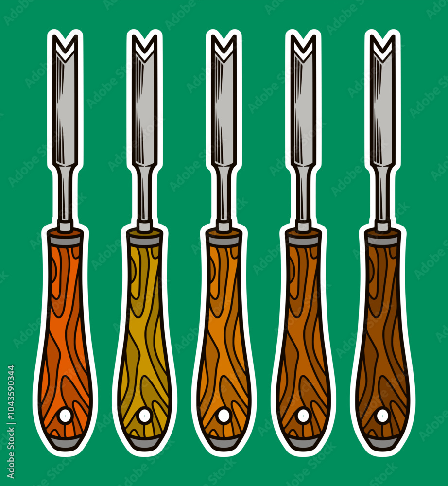 Wood Carving Tool Sticker Illustration Wood Carving Tool Sticker Illustration
