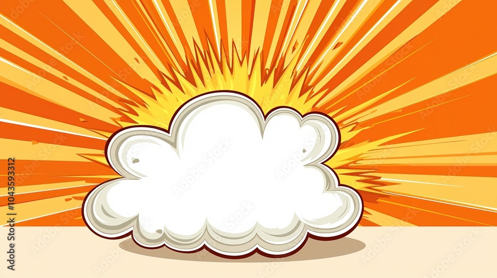 Bright comic-style explosion with rays and a cloud on vibrant background. Bright comic-style explosion with rays and a cloud on vibrant background.