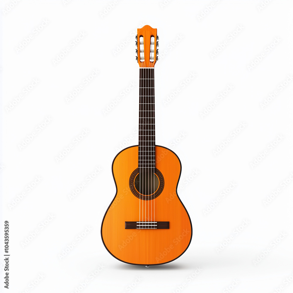 Colorful acoustic guitar with detailed wood grain on a white background. Colorful acoustic guitar with detailed wood grain on a white background.