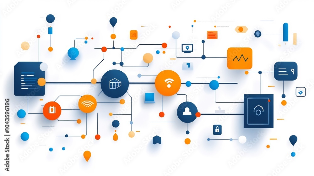 Fototapeta premium Technologyinfused business strategy artwork showing data flowing toward successdriven area