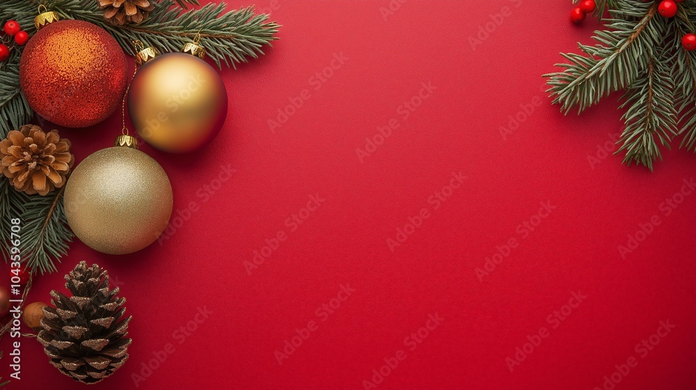 Merry Christmas and happy New Year Red background