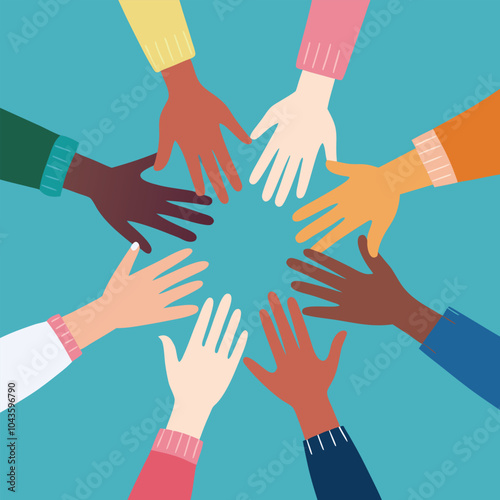 International Day for Tolerance Vector Illustration on November 16 with Holding Hands of Different Skin Colors for Human Solidarity in Flat Cartoon design sample