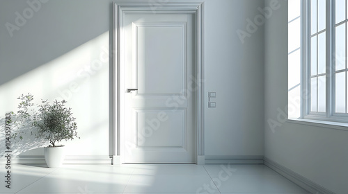 Minimalist White Door with Smooth Surface in Contemporary Interior Setting