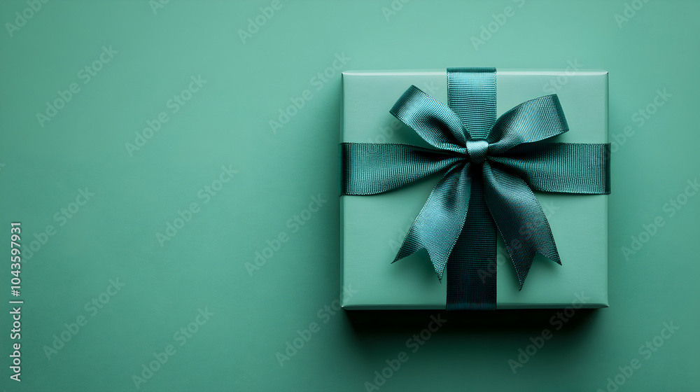 Minimalistic Gift Box with Ribbon Bow on Pastel Background Minimalistic Gift Box with Ribbon Bow on Pastel Background