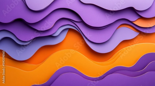 background for wavy abstract posters and banners made of purple-orange colored paper