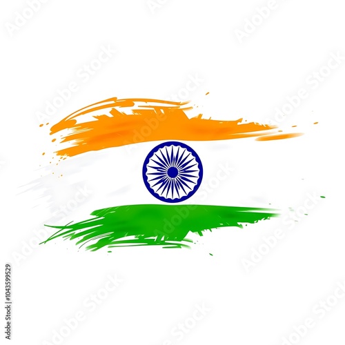 India Flag Background with Brush Style and Halftone Effect. Indian Tricolor National Flag Illustration with Grunge Concept
