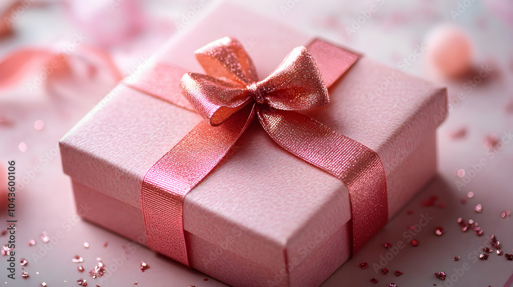 Elegant Pink Gift Box with Bow on Soft Pastel Background, Perfect for Celebrations and Special Occasions Elegant Pink Gift Box with Bow on Soft Pastel Background, Perfect for Celebrations and Special Occasions