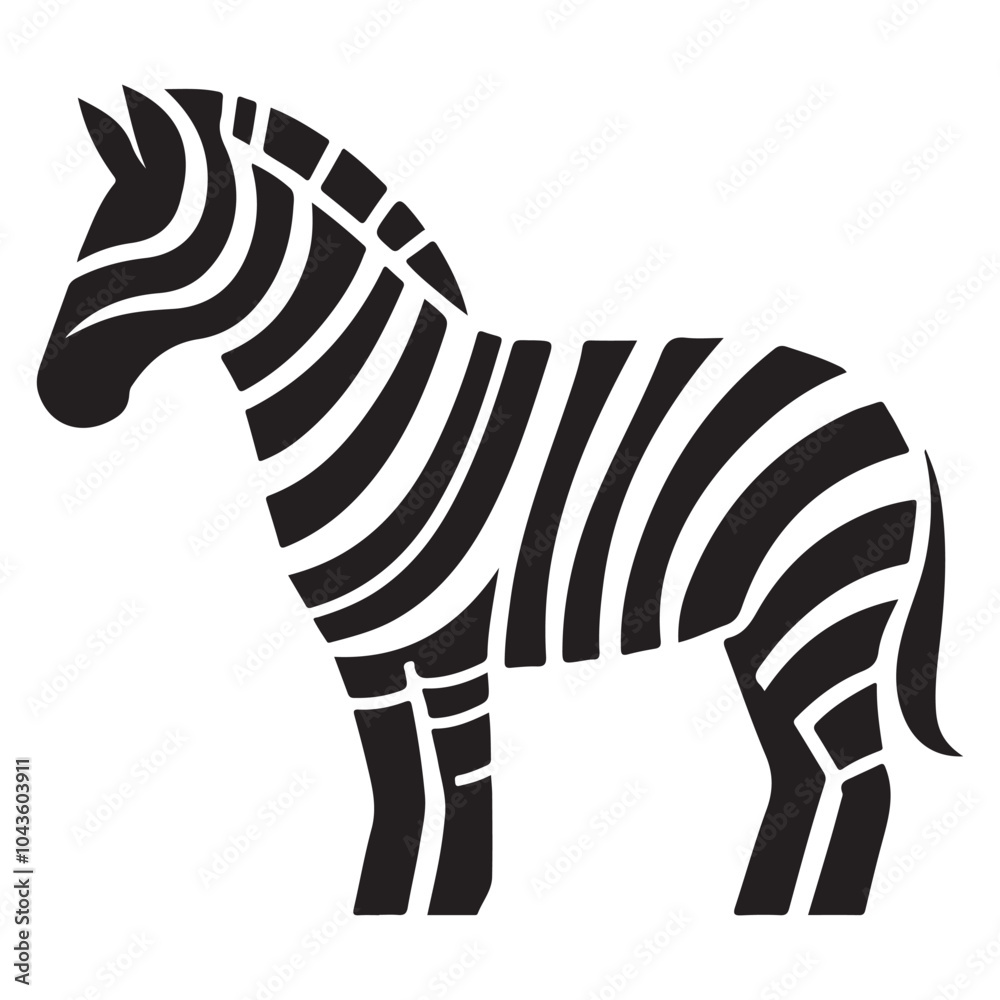 Fototapeta premium Abstract Zebra Silhouette Design in Bold Black and White Vector Style