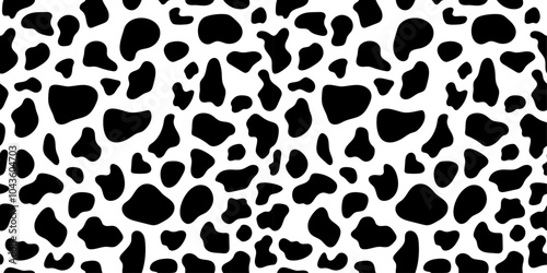Seamless pattern with dalmatian texture. Aesthetic animal print, cow background for textile, wrapping paper, fabric, minimal cover, wallpaper. Vector