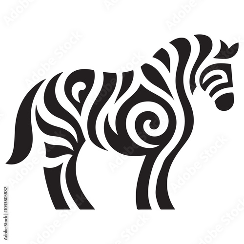Wallpaper Mural Abstract Zebra Silhouette Design in Bold Black and White Vector Style Torontodigital.ca