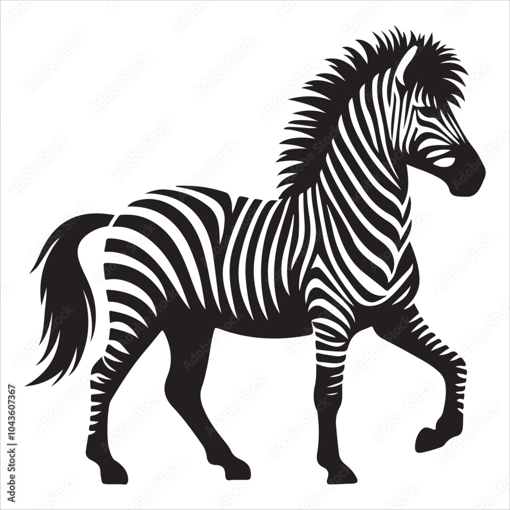 Fototapeta premium Abstract Zebra Silhouette Design in Bold Black and White Vector Style
