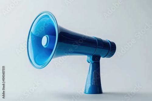 Blue Megaphone Icon. Speaker for Voice Amplification Isolated on White Background