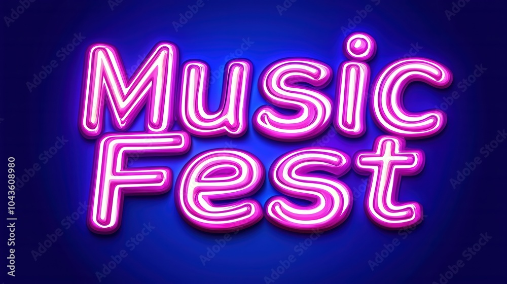 Vibrant neon sign displaying 'Music Fest' against a dark background, perfect for festival promotions and events. Vibrant neon sign displaying 'Music Fest' against a dark background, perfect for festival promotions and events.