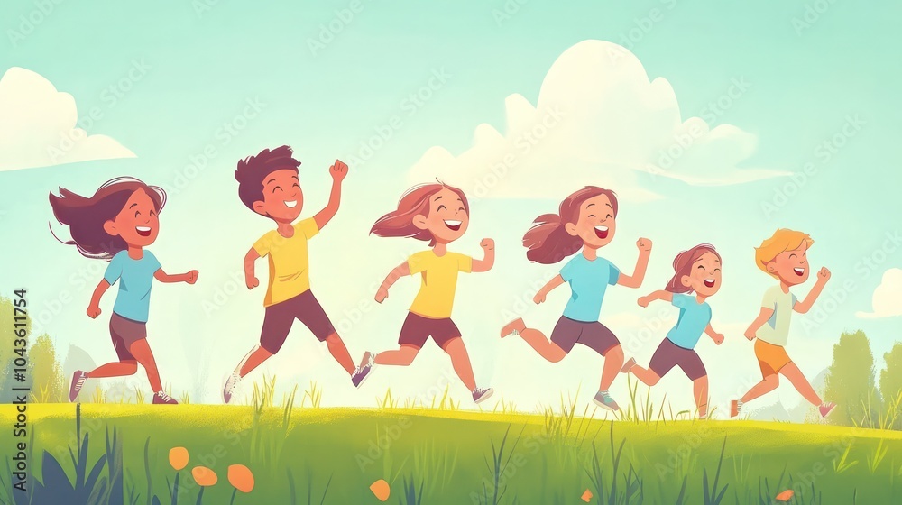 kids playing outside illustrations, group of happy kids running and laughing while playing games outdoors kids playing outside illustrations, group of happy kids running and laughing while playing games outdoors