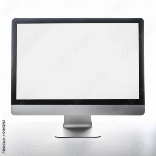 Computer monitor with blank screen isolated on white. Mock-up. Close-up.