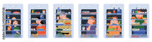 View from inside the refrigerator-cartoon characters in search of food