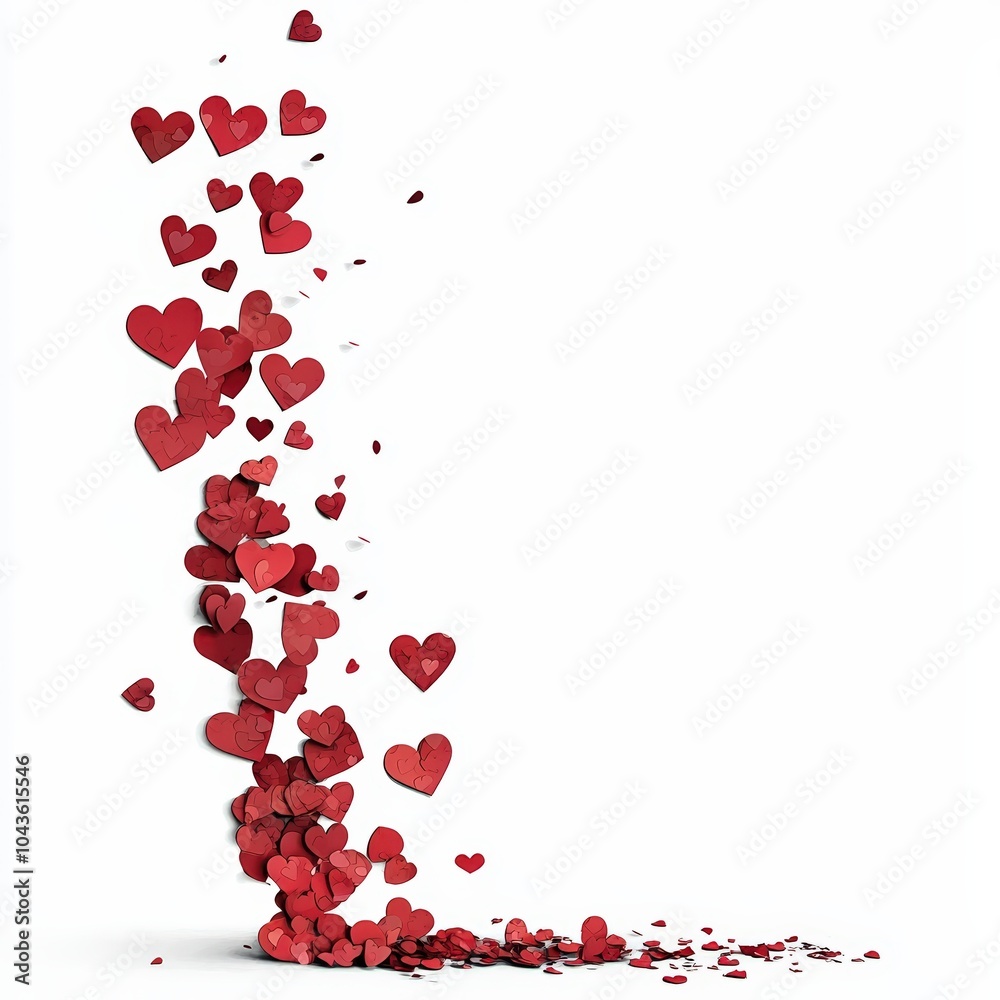 A cascade of red hearts creating a romantic and cheerful atmosphere, perfect for celebrating love and affection. A cascade of red hearts creating a romantic and cheerful atmosphere, perfect for celebrating love and affection.