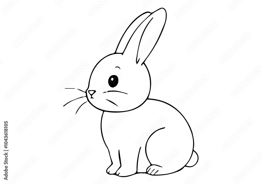 Obraz premium Funny Bunny Rabbit coloring page vector for kids,Animal coloring page