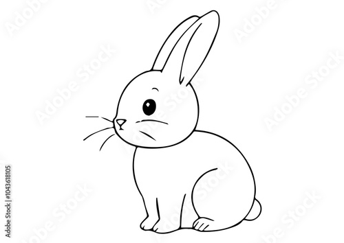 Funny Bunny Rabbit coloring page vector for kids,Animal coloring page