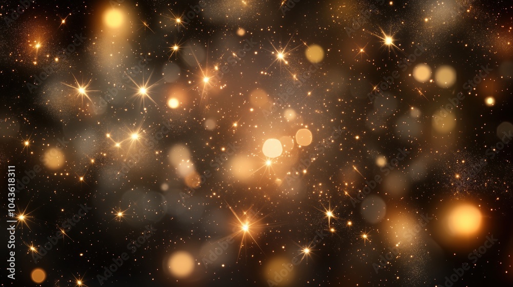 Enchanting golden stars and glittering bokeh lights against a black background, creating a magical and festive atmosphere. Perfect for special celebrations, holiday events, or elegant design concepts, Enchanting golden stars and glittering bokeh lights against a black background, creating a magical and festive atmosphere. Perfect for special celebrations, holiday events, or elegant design concepts,