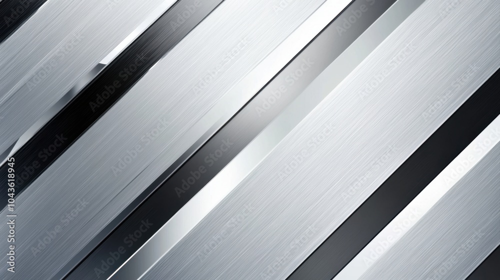 Obraz premium Realistic silver and white diagonal stripes, creating a sharp and detailed pattern on a smooth surface.
