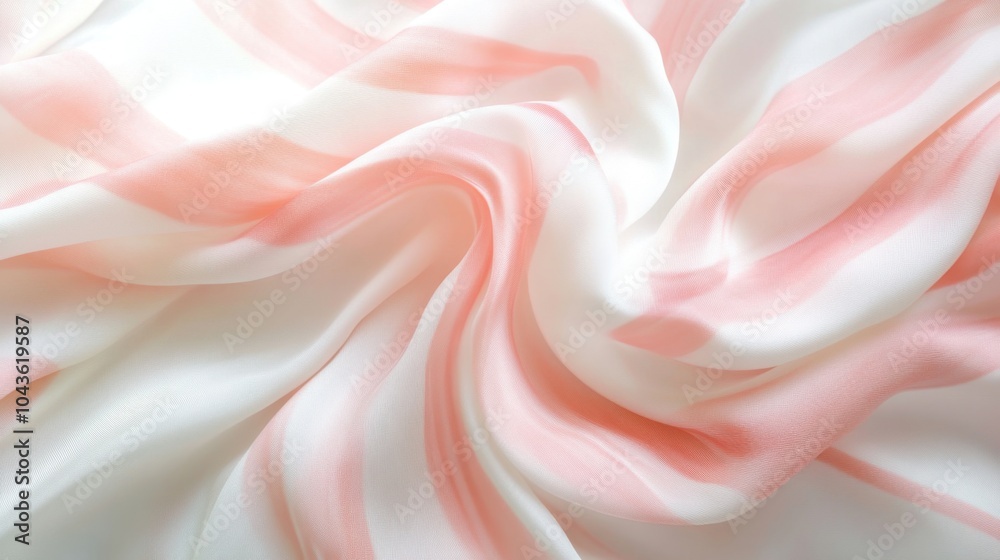Fototapeta premium Realistic, soft pink and white stripes on a white background, creating a gentle, calming pattern.