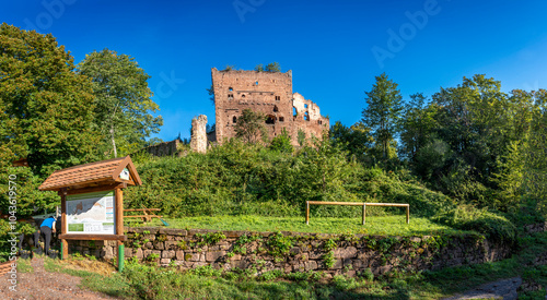 Ottrott Castles, France - 09 07 2024: View of the Roman palace of the Rathsamhausen Castle. photo