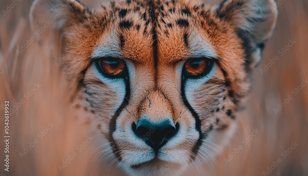 Obraz premium Stealthy Cheetah Stalking Prey in Tall Grass - Action Shot of Focused Predator Hunting in the Wild